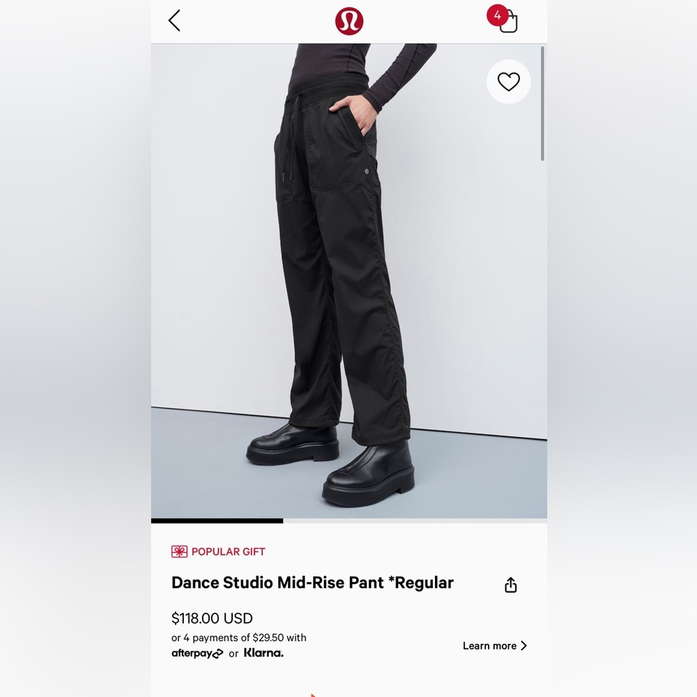 Lululemon Dance studio pants regular size 6